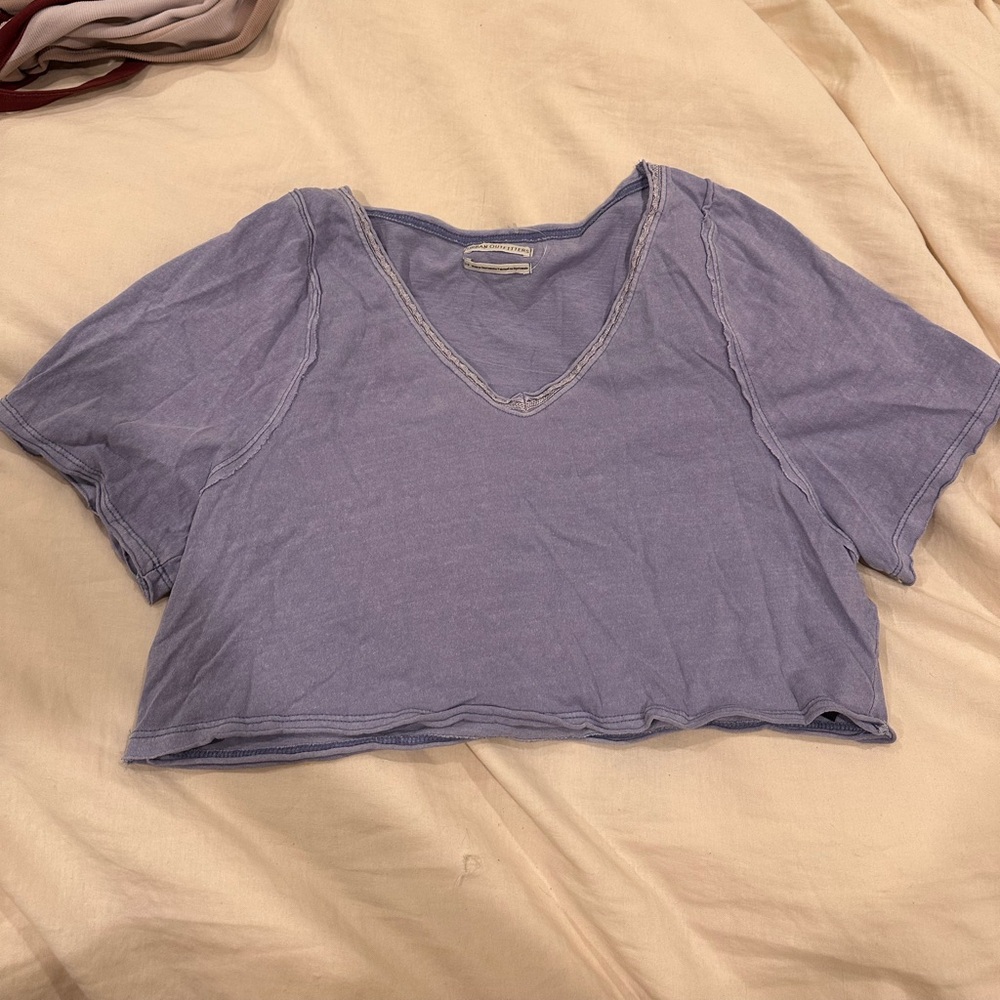 Urban Outfitters Lavender Cropped V-Neck Top
